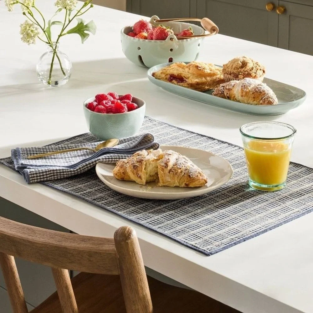 4pk Jute-Cotton Placemats, Navy Plaid - Hearth & Hand Magnolia, Target